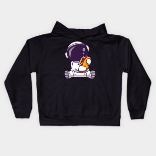 Cute Astronaut With Hot Dog Cartoon Kids Hoodie